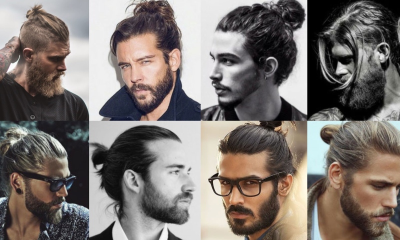 Kiểu tóc Tết 2023 tóc nam dài búi cao